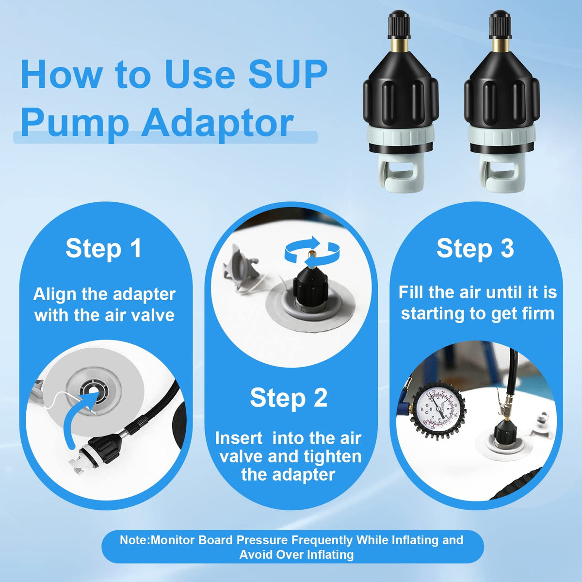2-Pack SUP Pump Adapters for Inflatable Boats & Kayaks