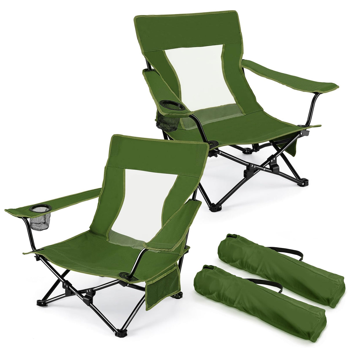 Joyfair Adult Folding Beach & Camping Chairs, 2-Pack