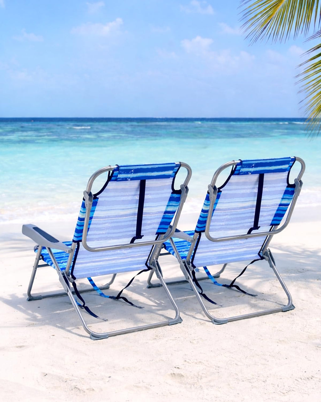 GVDV 4-Position Backpack Beach Chair with Cup Holder