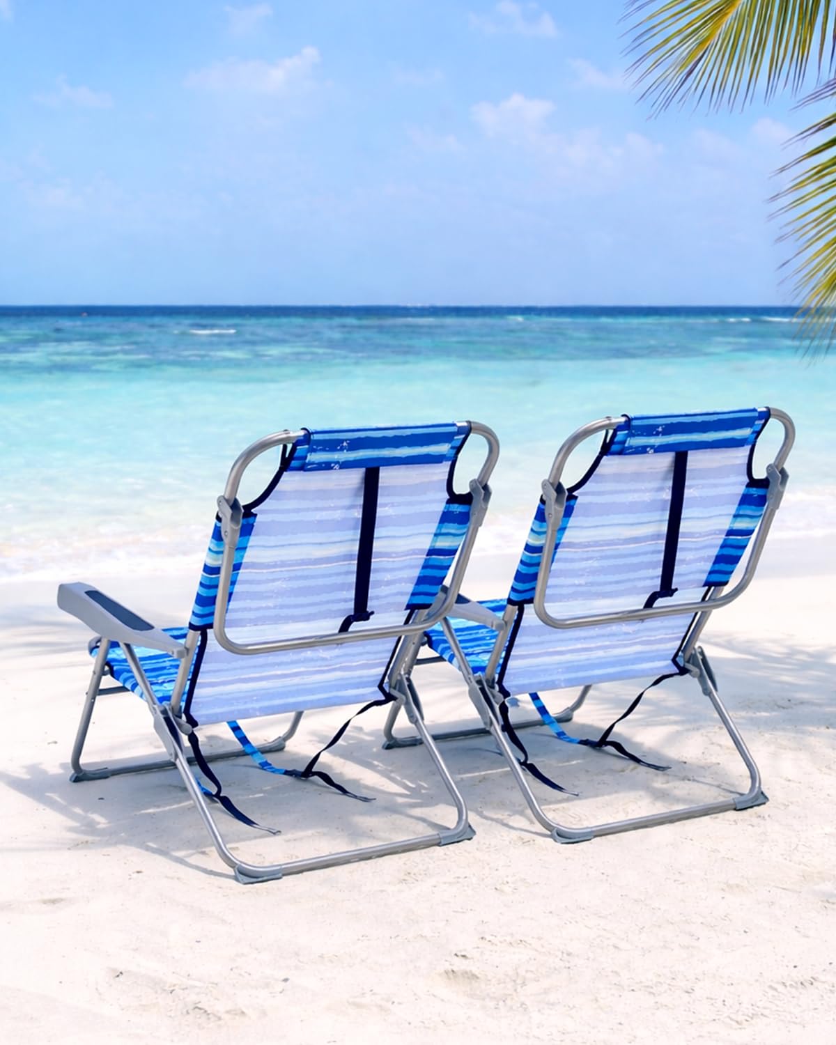 GVDV 4-Position Backpack Beach Chair with Cup Holder