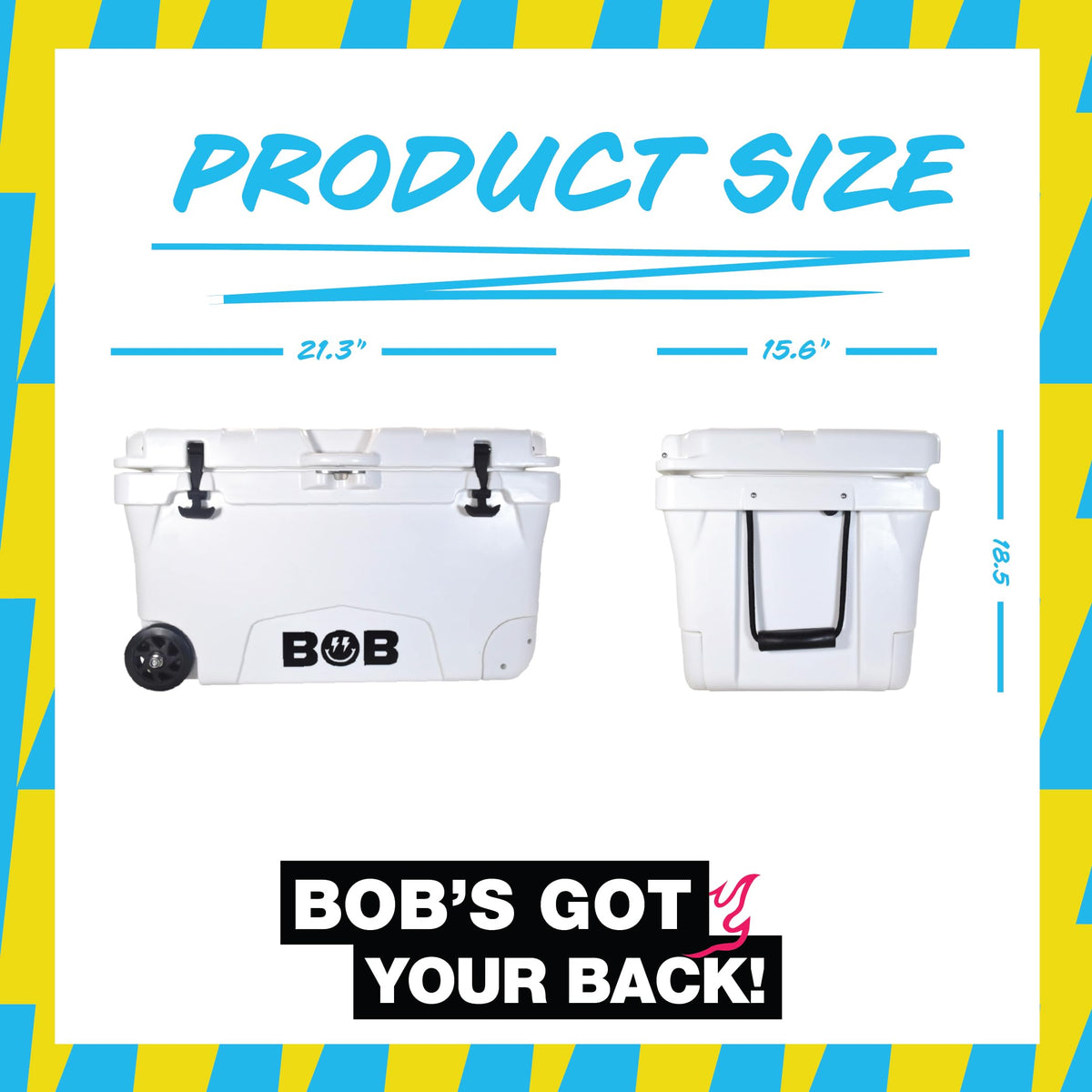 BOB THE COOLER CO 75 Qt Hard Cooler, Portable Rotomolded Travel Cooler with Heavy Duty Wheels, Leak-Proof, Great for Beach, Camping, Tailgating, Sports, & More