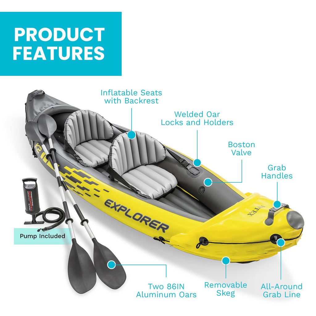 INTEX Explorer 2-Person Inflatable Kayak Set with Paddles & Pump