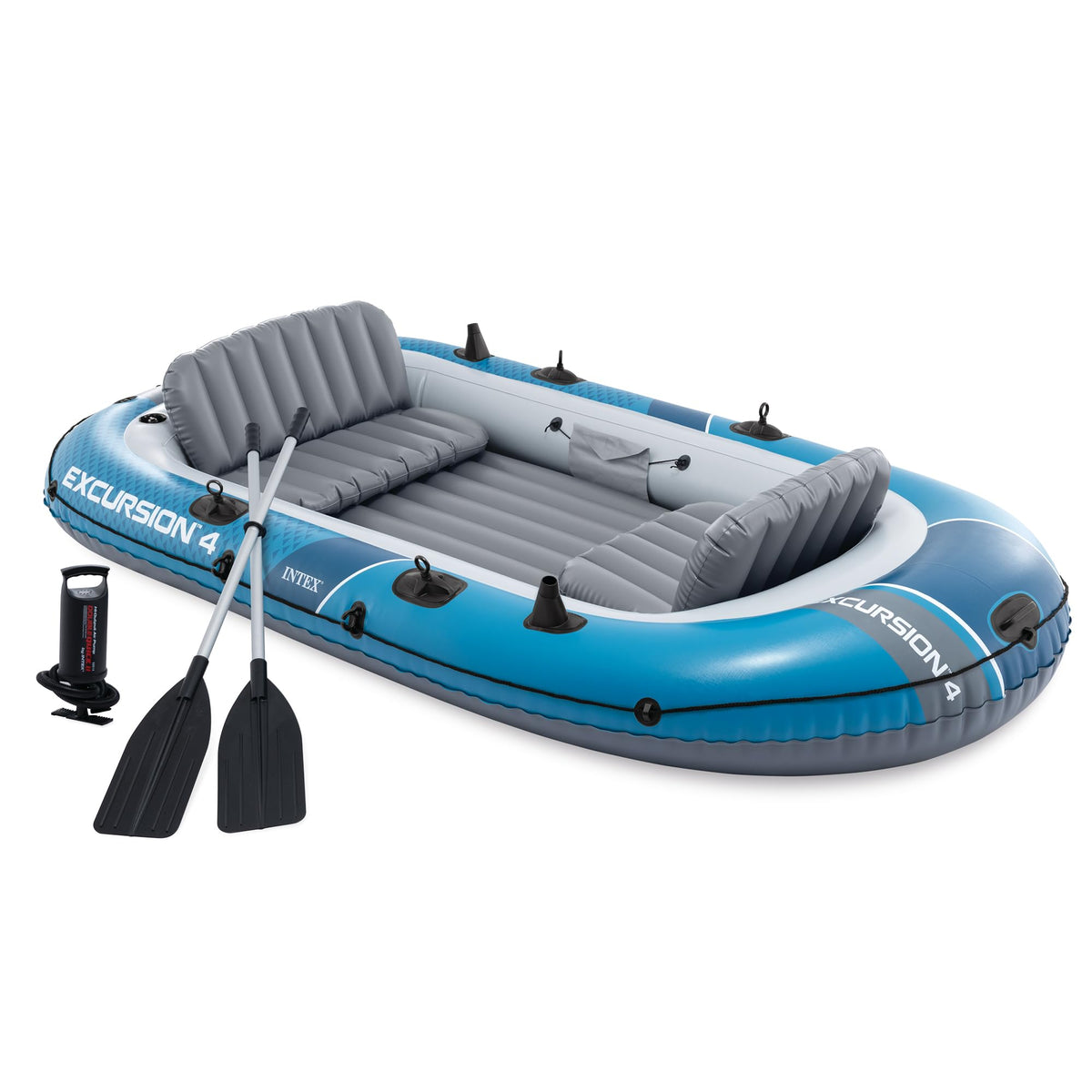 INTEX Excursion 4 Inflatable Boat Set with Oars & Pump