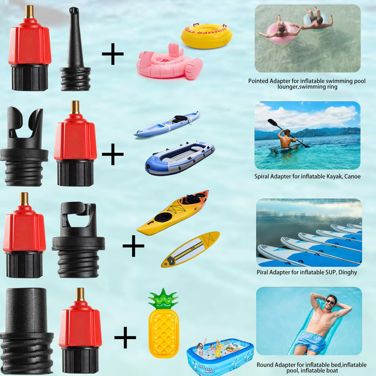 CANIPHA SUP Pump Adapter Set with 9 Air Nozzles