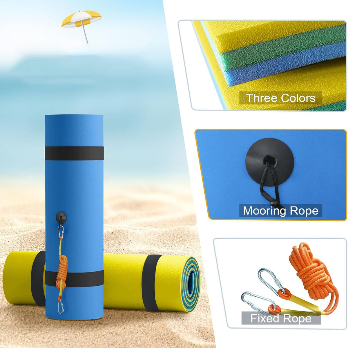 3-Layer XPE Foam Floating Water Pad for Pool, Lake & Ocean