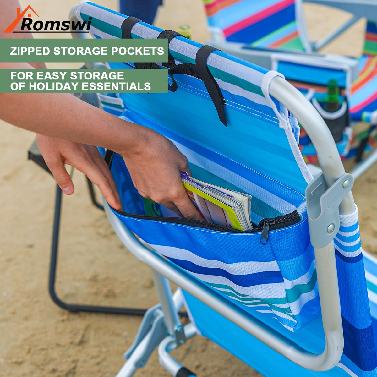 Romswi Extra-Wide Beach Chair for Outdoor Relaxation