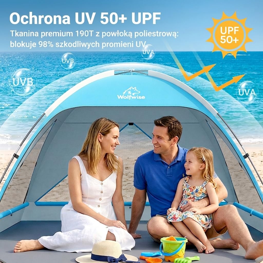 WolfWise Portable Beach Tent & Large Sunshade Cabana