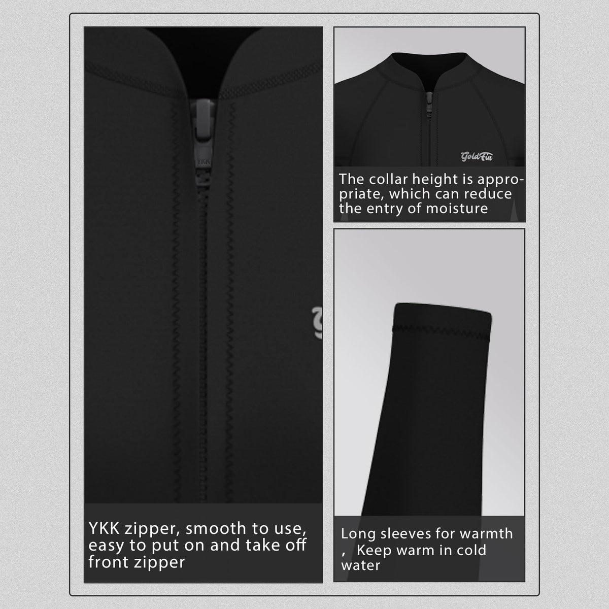 GoldFin Women's 2mm Neoprene Wetsuit Jacket for Water Sports