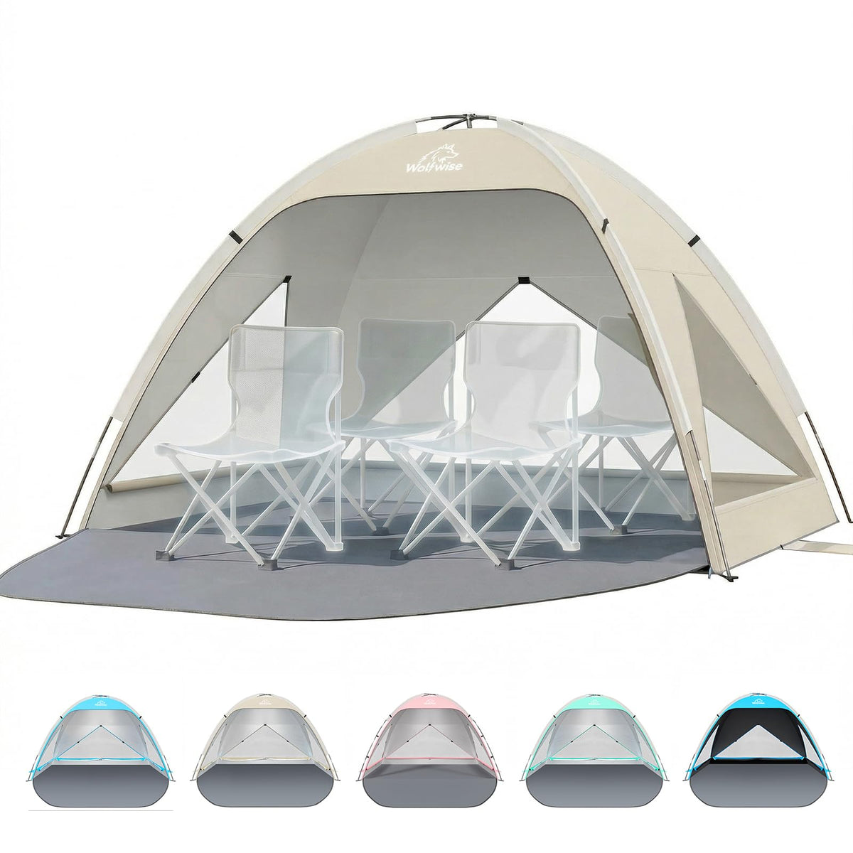 WolfWise Portable Beach Tent & Large Sunshade Cabana