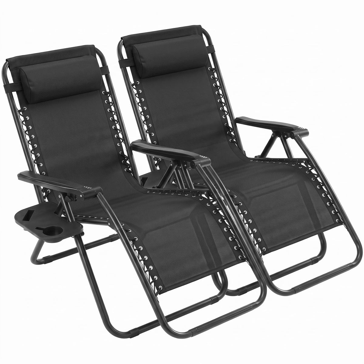 Sweetcrispy Zero Gravity Recliner Chairs with Cup Holders, 2-Pack