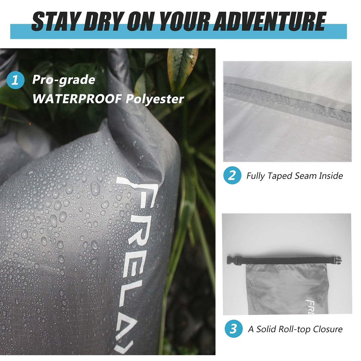 Frelaxy Dry Bag Set, Ultralight Waterproof Dry Sack for Outdoor Adventures