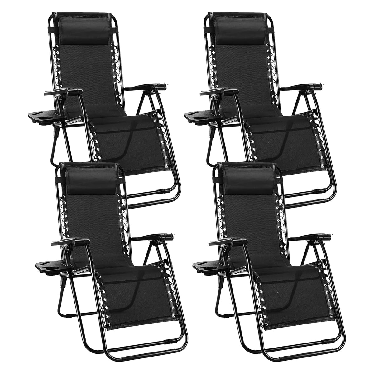 Sweetcrispy Zero Gravity Recliner Chairs with Cup Holders, 2-Pack