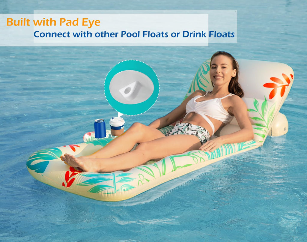 Jasonwell Adult Inflatable Pool Lounger with Cup Holders