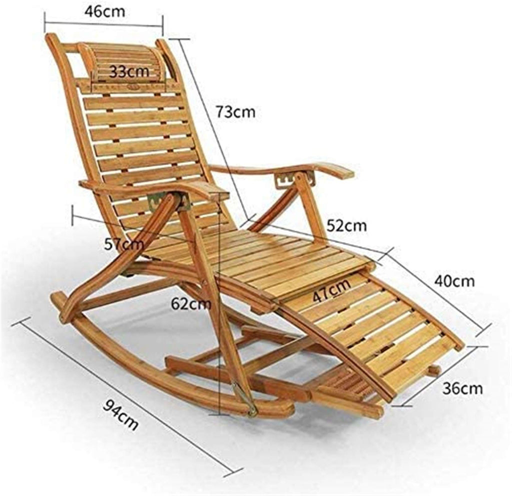 Adjustable Bamboo Folding Recliner Lounge Chair for Outdoors