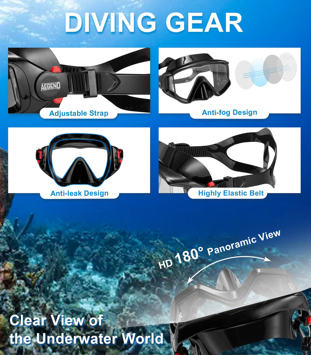 Aegend Adult Snorkeling Mask with Anti-Fog & Dry Valve
