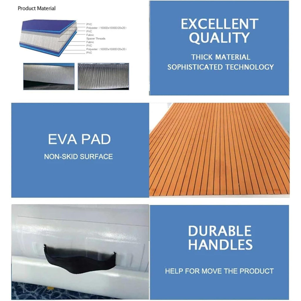 Wood-Grain Non-Slip Inflatable Floating Dock Platform