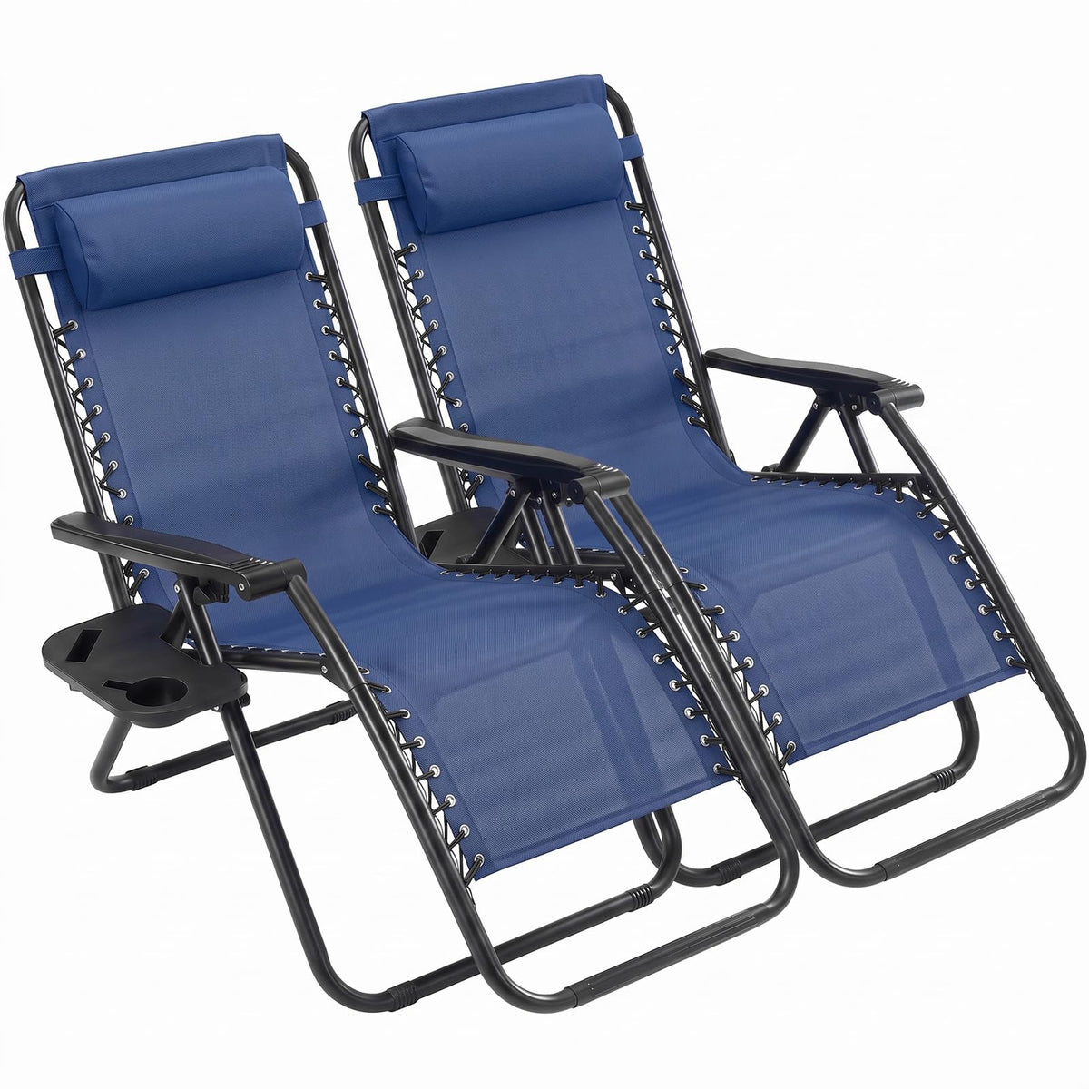 Sweetcrispy Zero Gravity Recliner Chairs with Cup Holders, 2-Pack