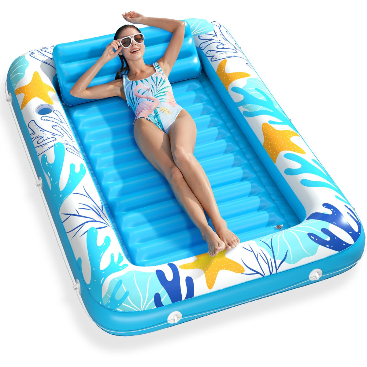 Jasonwell 4-in-1 Inflatable Tanning Pool Lounger Float
