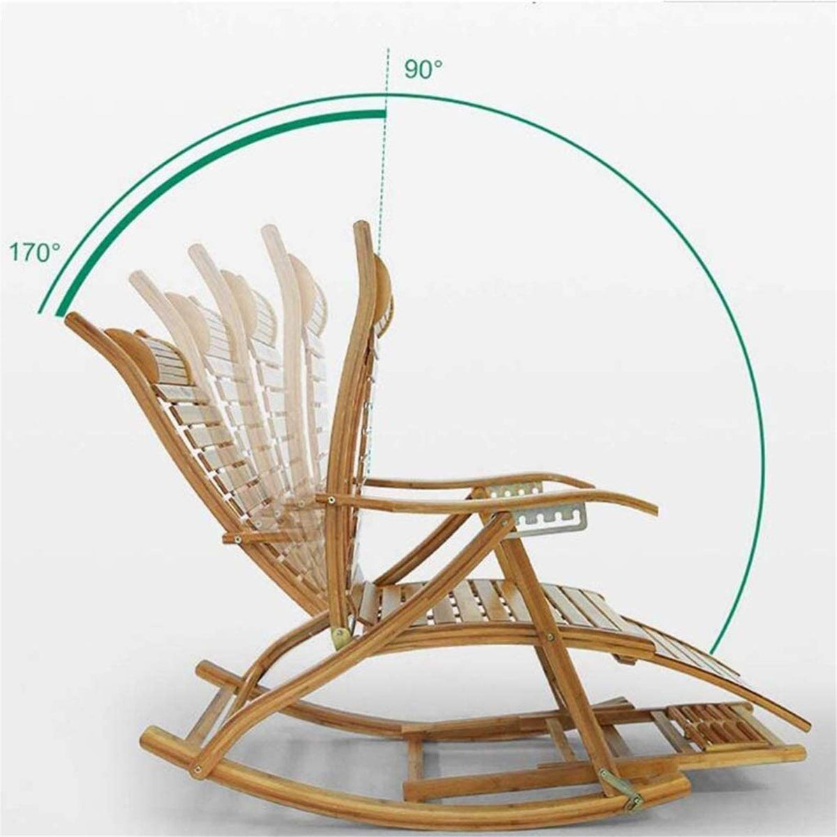 Adjustable Bamboo Folding Recliner Lounge Chair for Outdoors