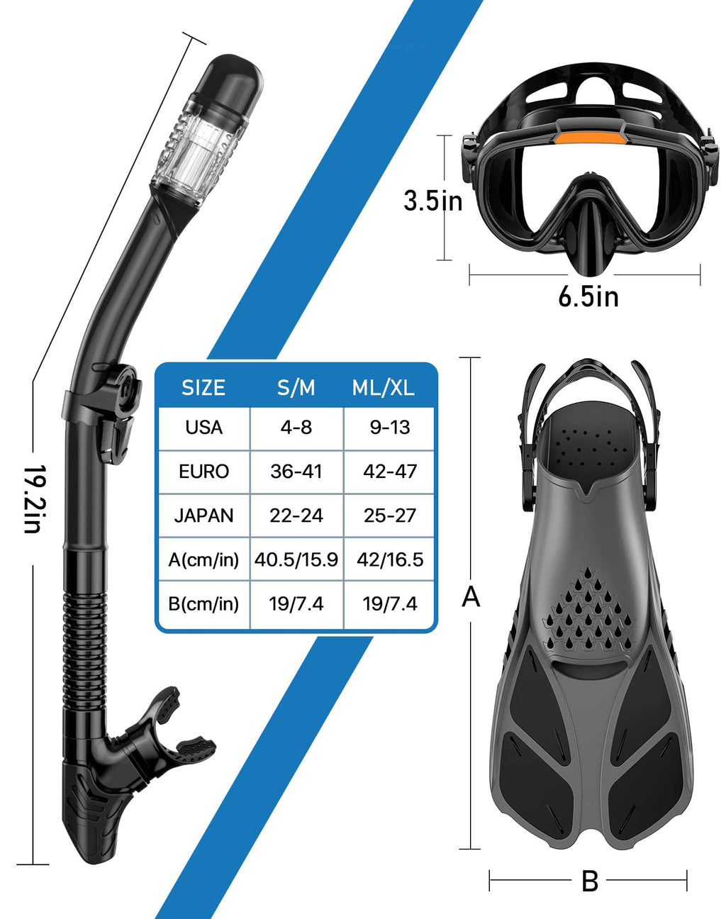Ubekezele 4-in-1 Adult Snorkeling Gear Set with Mask & Snorkel