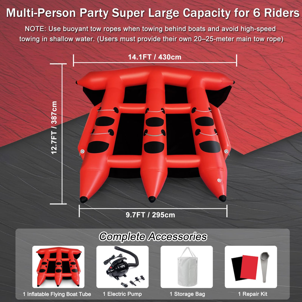 GYUEM 2–6 Rider Inflatable Towable Tube for Boating