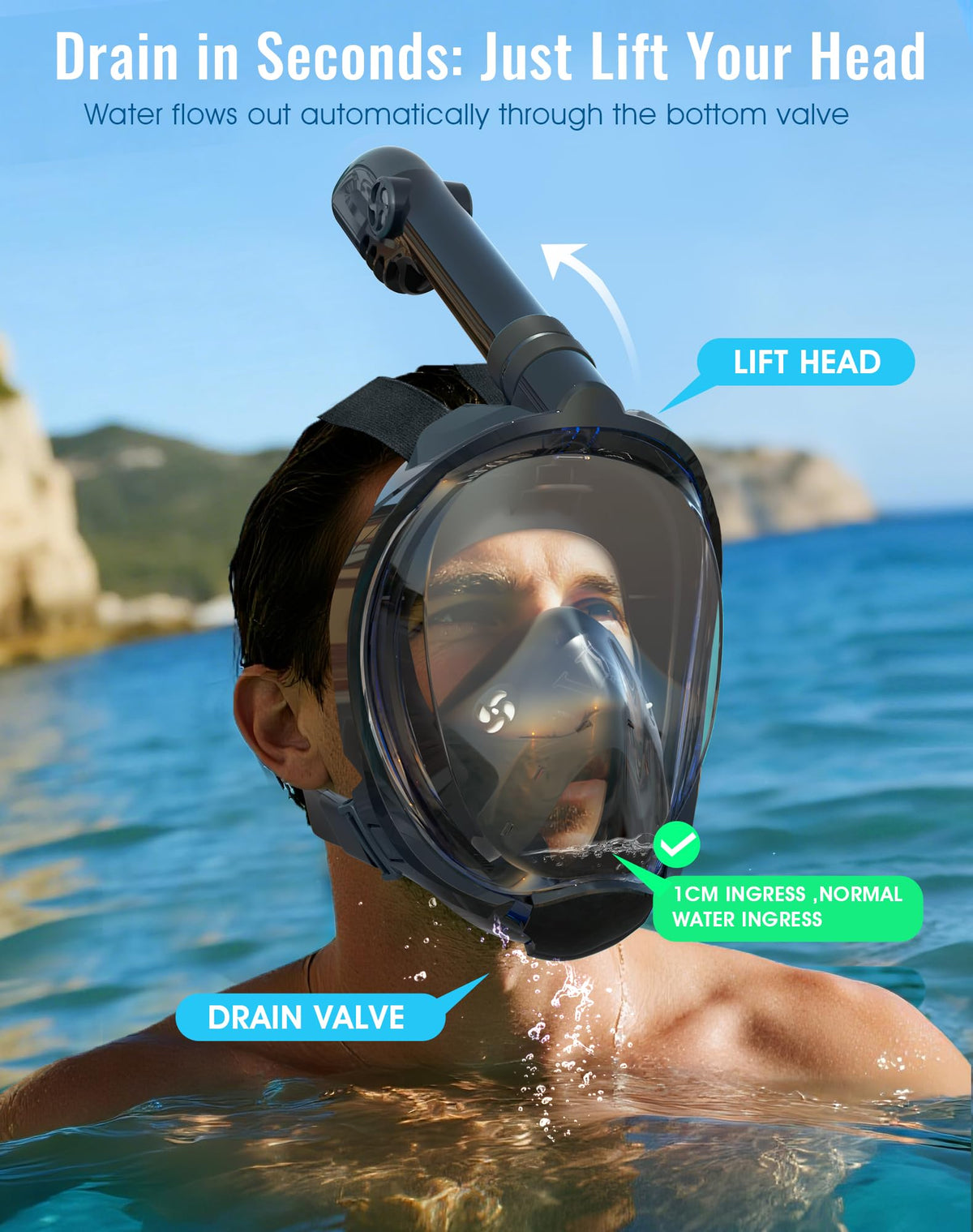 Greatever G2 Full-Face Snorkel Mask with Dry Top System