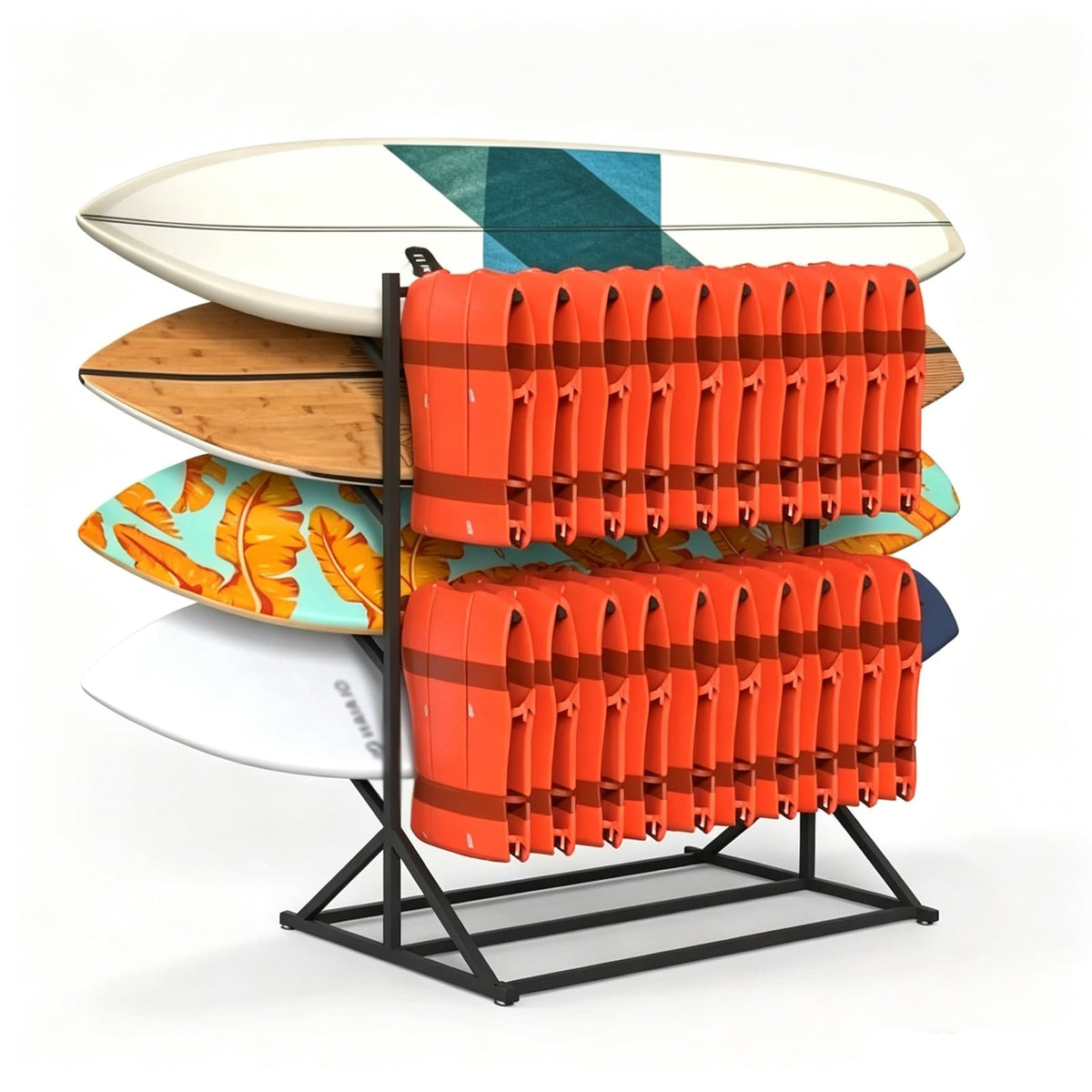 2-Tier Commercial Life Vest & Surfboard Display Rack