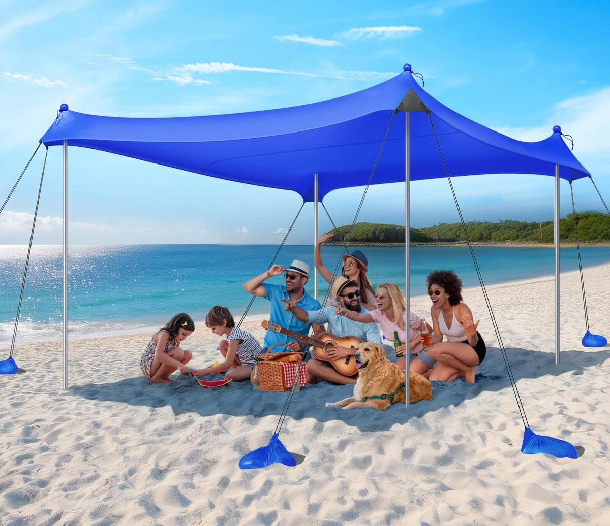Rhino Valley UPF 50+ Beach Canopy with Sandbags & Poles