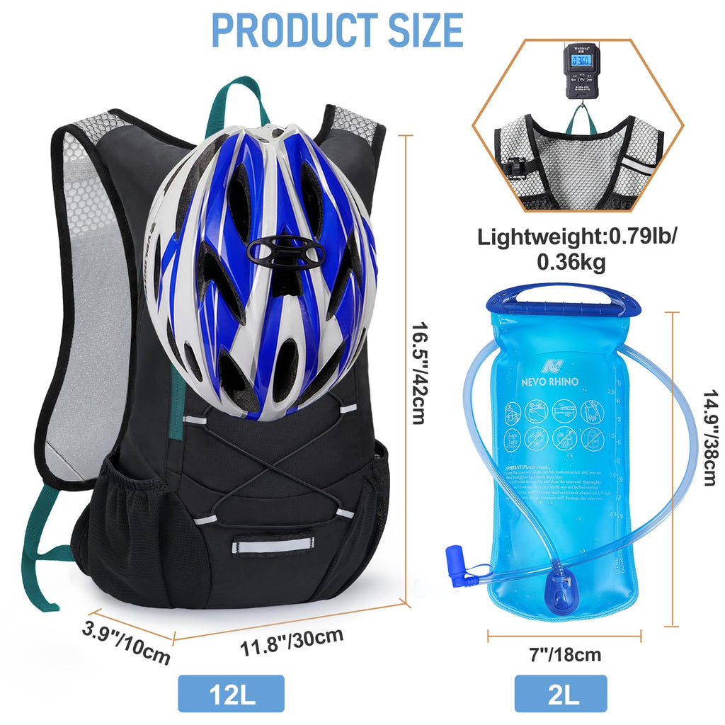 Lightweight Hydration Backpack with 2L Water Bladder