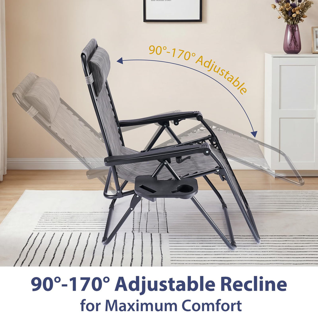 Sweetcrispy Zero Gravity Recliner Chairs with Cup Holders, 2-Pack