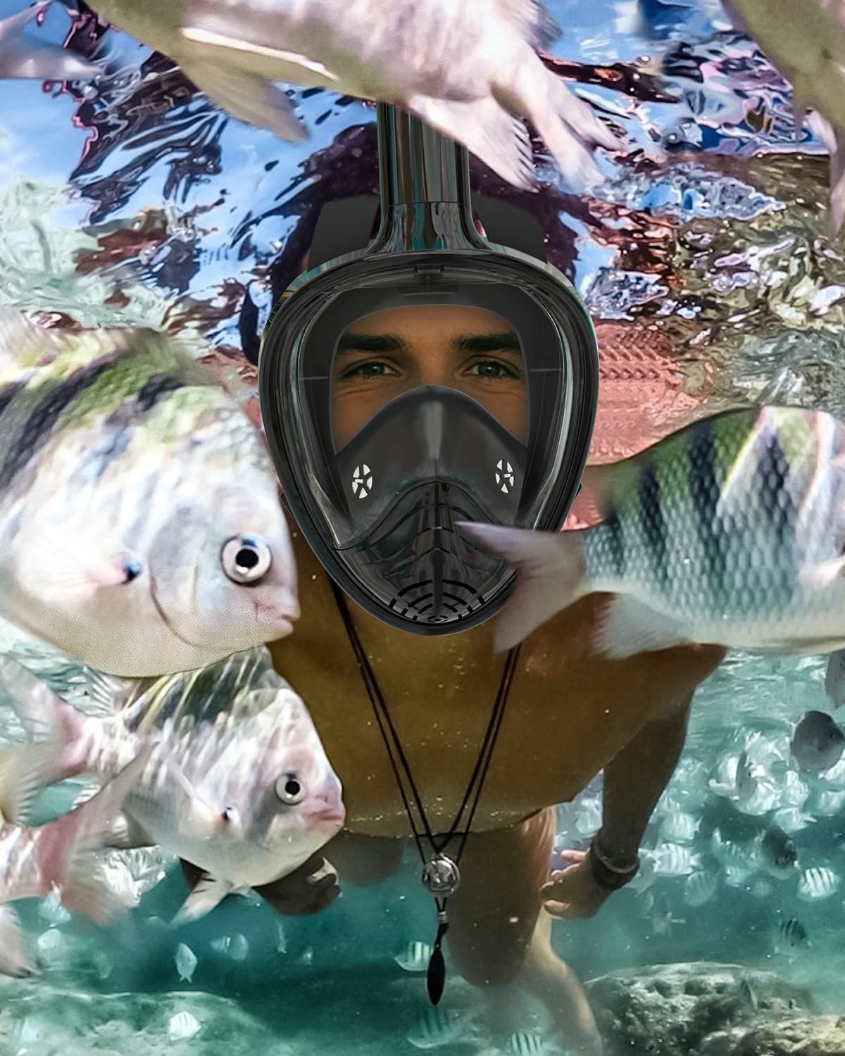 QingSong Full-Face Snorkel Mask with 180° View & Camera Mount