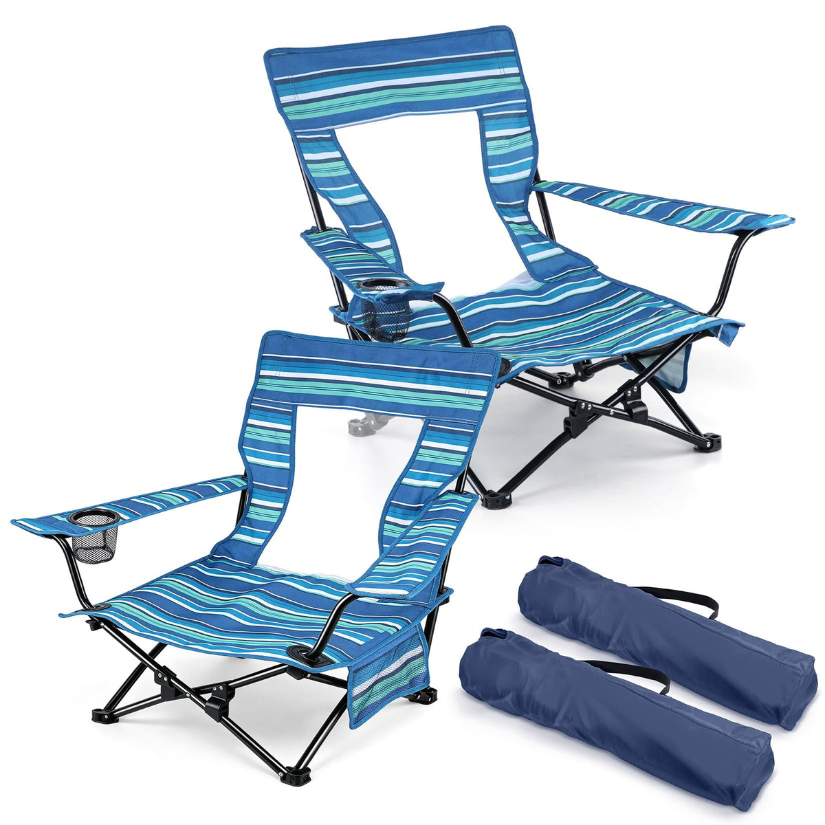 Joyfair Adult Folding Beach & Camping Chairs, 2-Pack