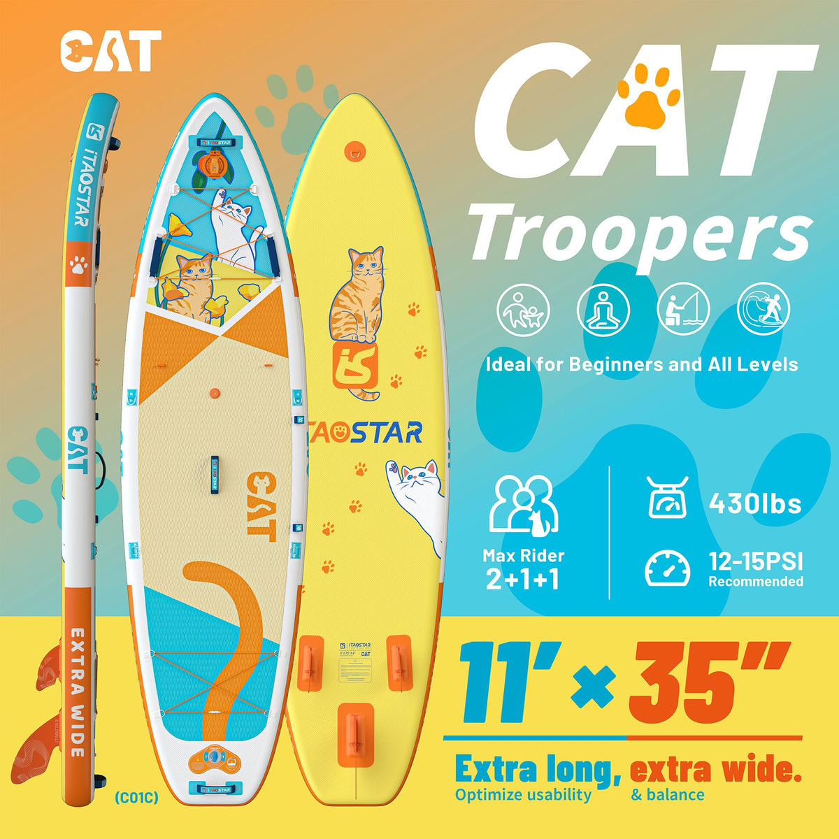 iTAOSTAR Joyful Voyagers Inflatable Paddle Board Set