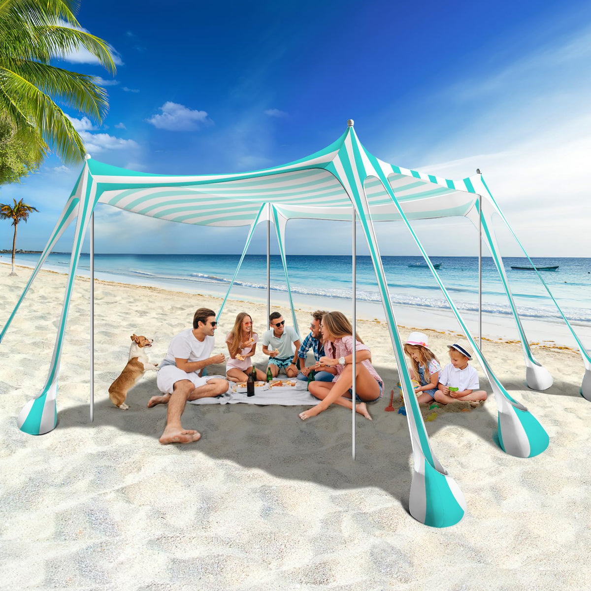 Rhino Valley UPF 50+ Beach Canopy with Sandbags & Poles