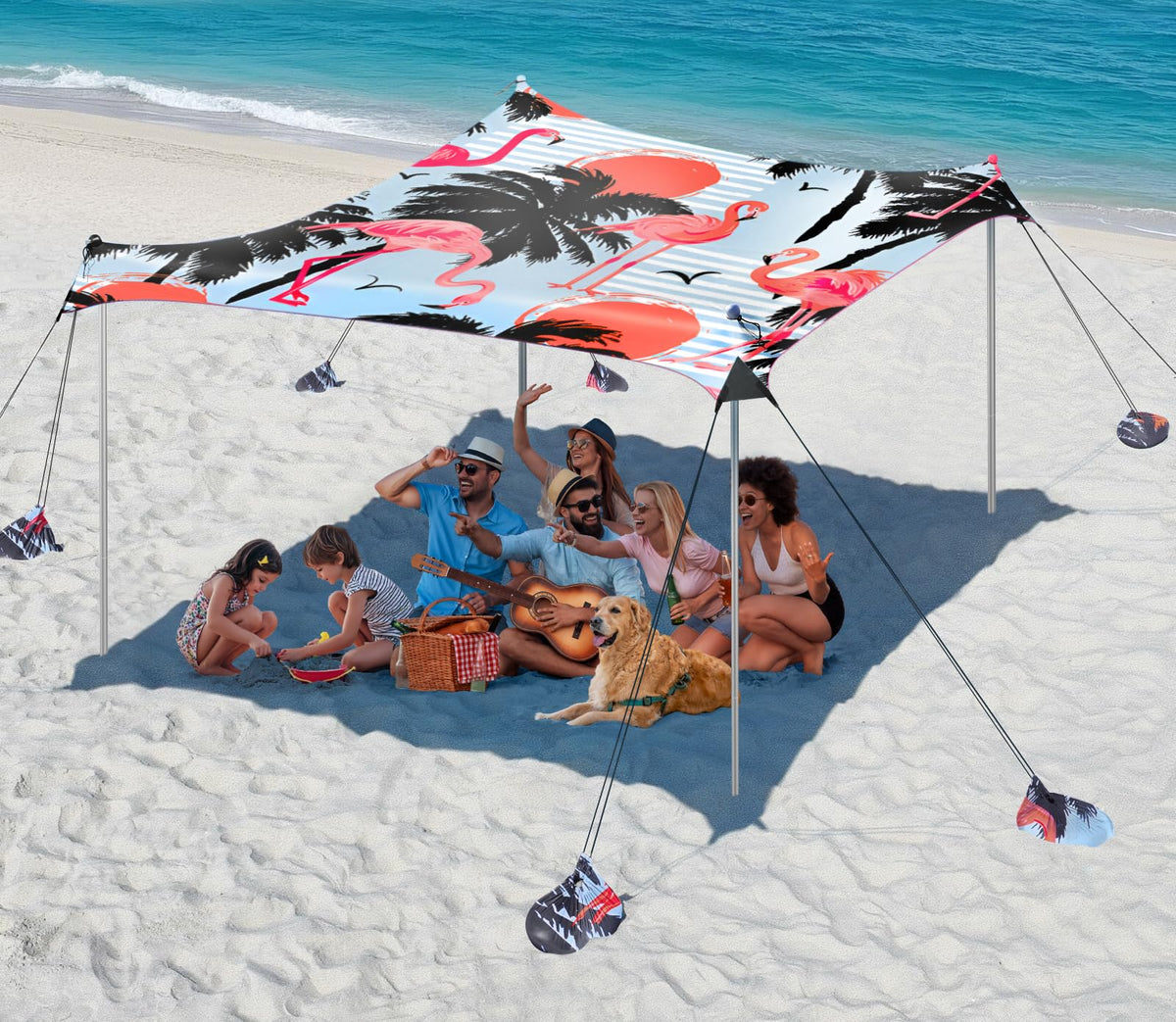 Rhino Valley UPF 50+ Beach Canopy with Sandbags & Poles
