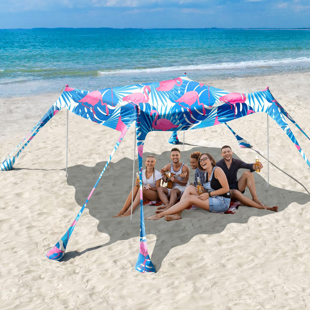 Rhino Valley UPF 50+ Beach Canopy with Sandbags & Poles