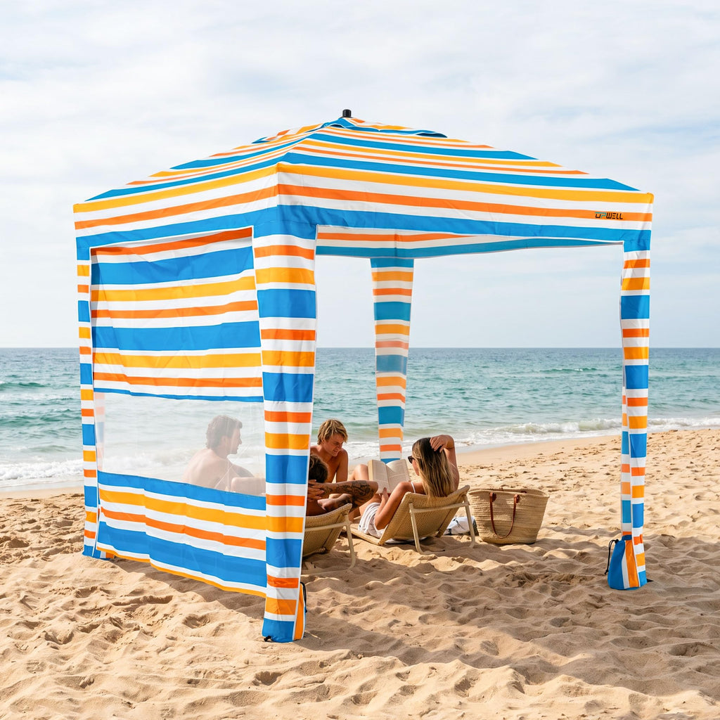 UPWELL UPF 50+ Portable Beach Canopy with Sand Pockets