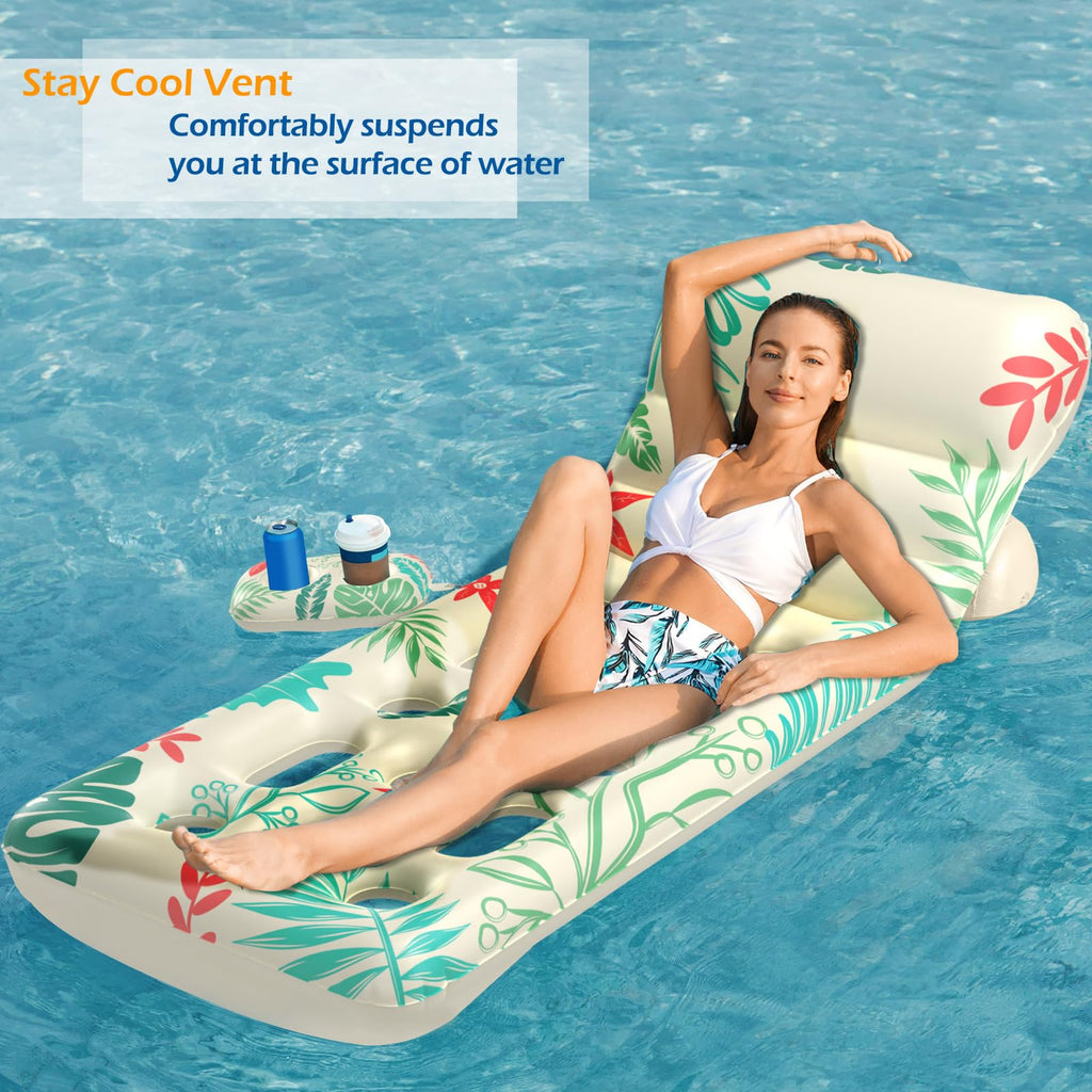 Jasonwell Adult Inflatable Pool Lounger with Cup Holders