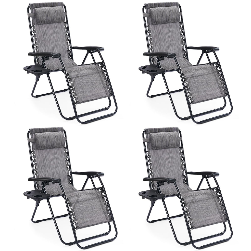Sweetcrispy Zero Gravity Recliner Chairs with Cup Holders, 2-Pack