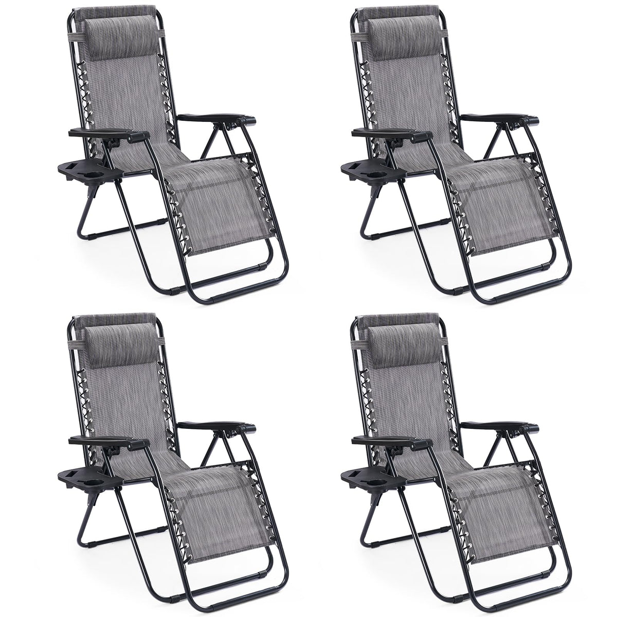 Sweetcrispy Zero Gravity Recliner Chairs with Cup Holders, 2-Pack