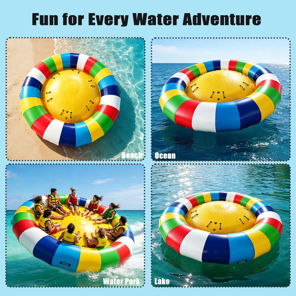 TONKOUM 6-Person Inflatable Spinning UFO Towable Tube