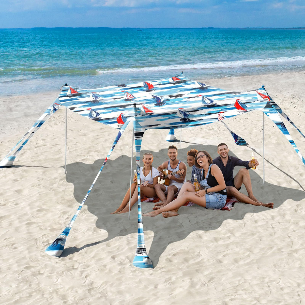 Rhino Valley UPF 50+ Beach Canopy with Sandbags & Poles