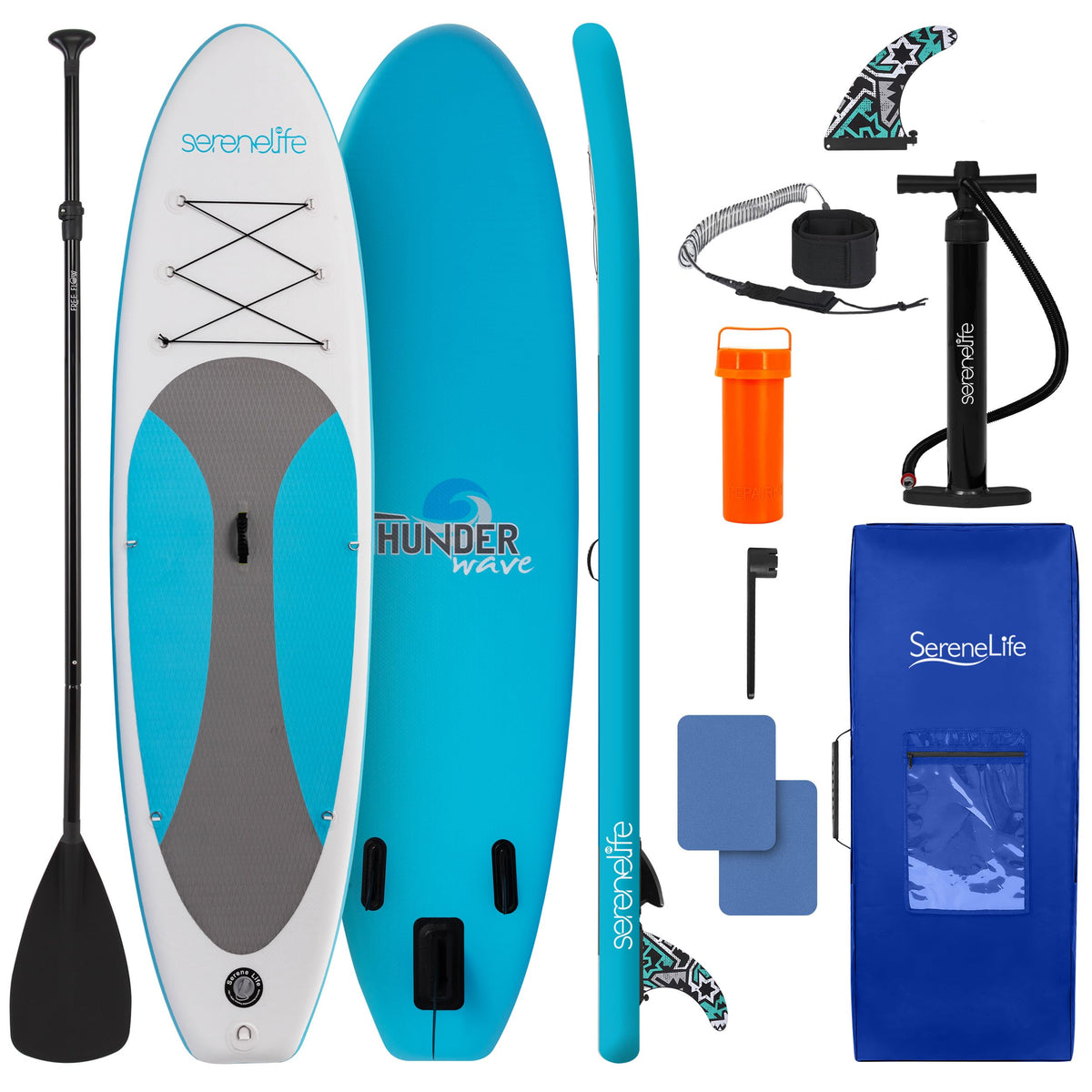 SereneLife 10-Ft Inflatable Stand-Up Paddle Board Set