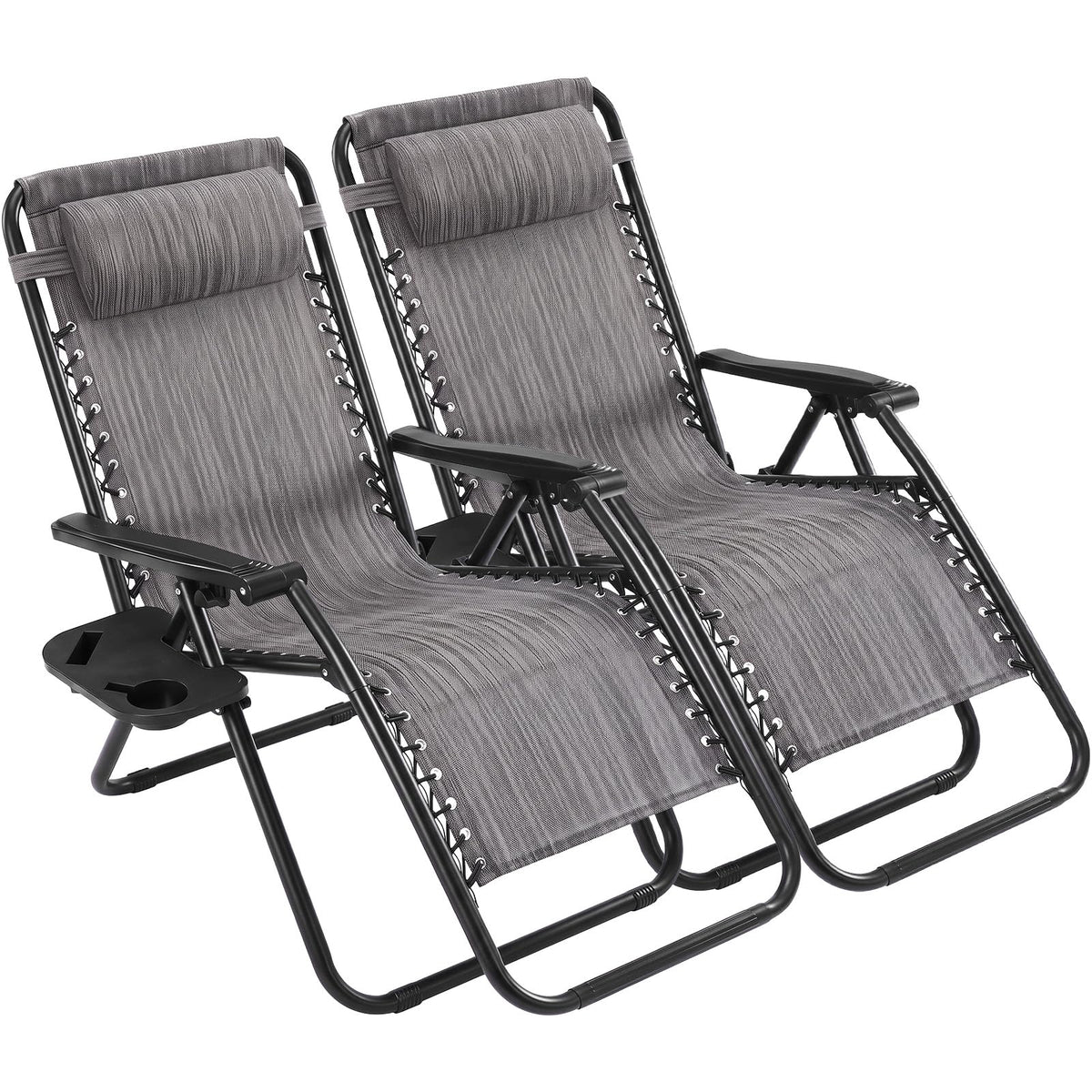 Sweetcrispy Zero Gravity Recliner Chairs with Cup Holders, 2-Pack