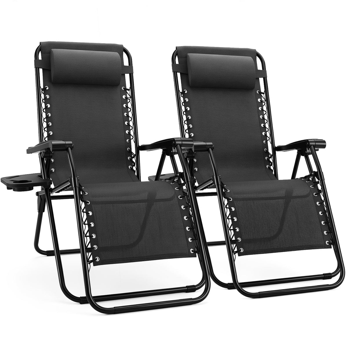 Sweetcrispy Zero Gravity Recliner Chairs with Cup Holders, 2-Pack