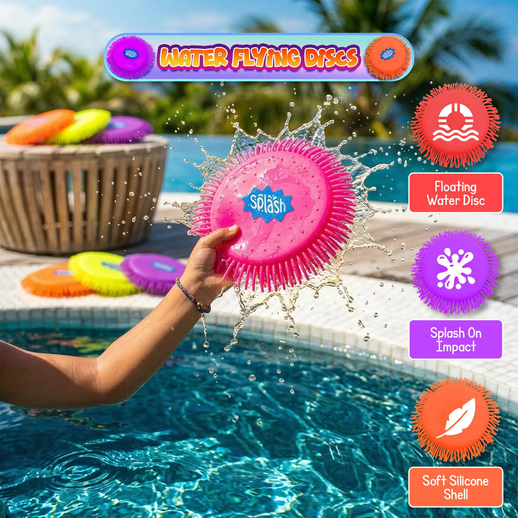 4E's Novelty 6-Pack Water Splash Discs Throw & Catch Game