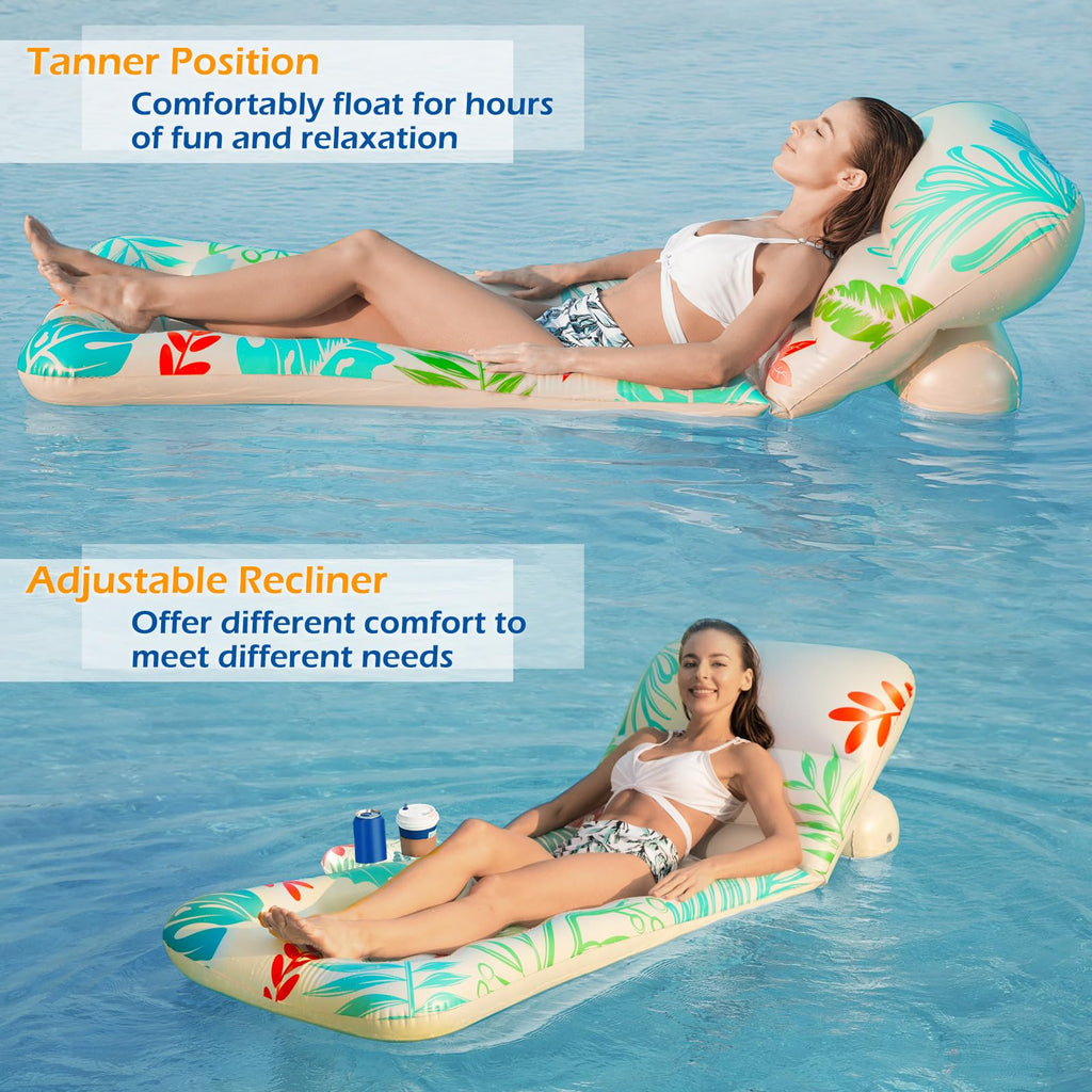 Jasonwell Adult Inflatable Pool Lounger with Cup Holders