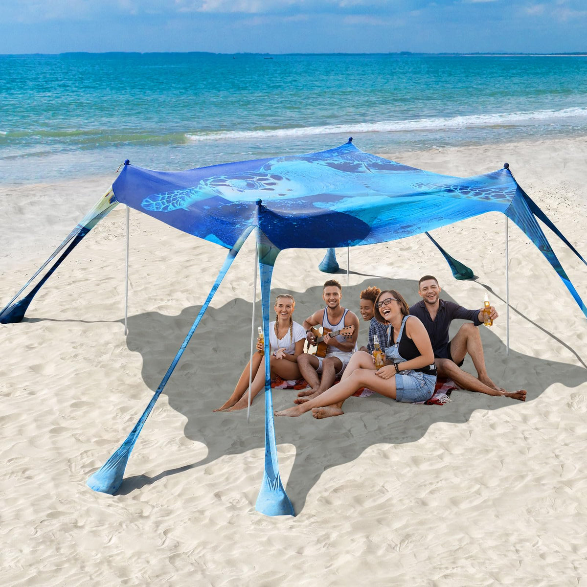 Rhino Valley UPF 50+ Beach Canopy with Sandbags & Poles