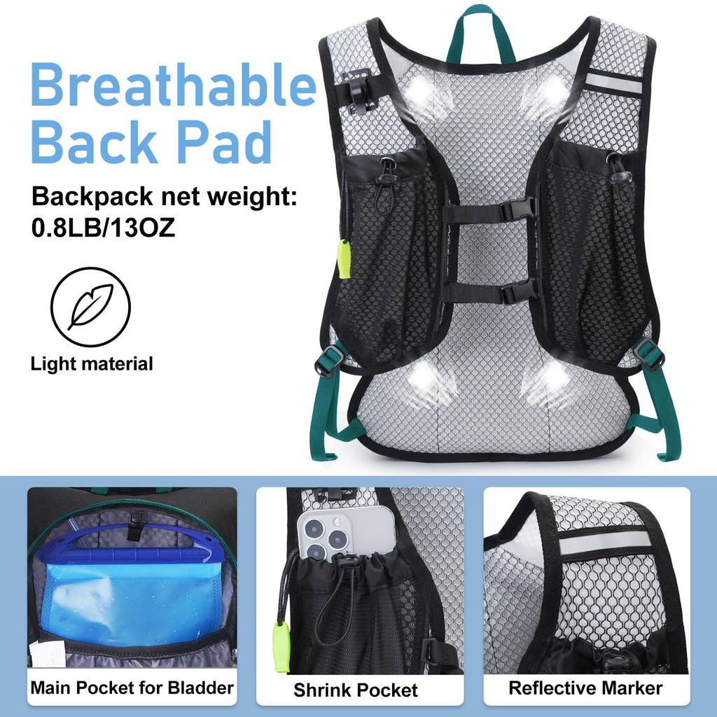 Lightweight Hydration Backpack with 2L Water Bladder