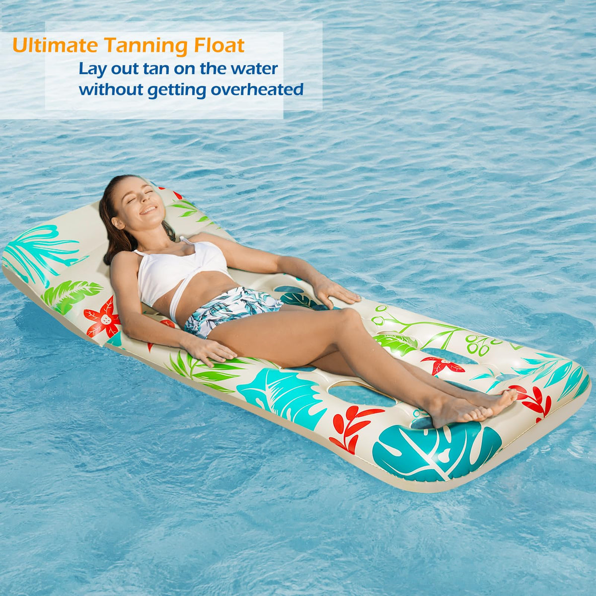 Jasonwell Adult Inflatable Pool Lounger with Cup Holders